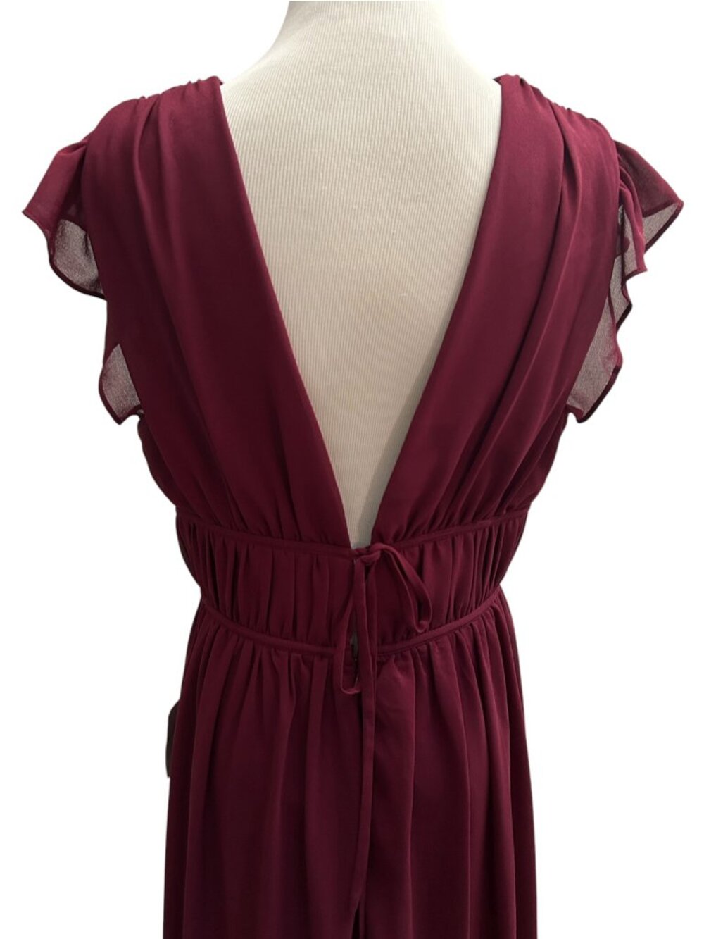 Lulus I'm All Yours Size L Large Burgundy Ruffled V-Neck Party Maxi Dress NWT - Picture 7 of 13